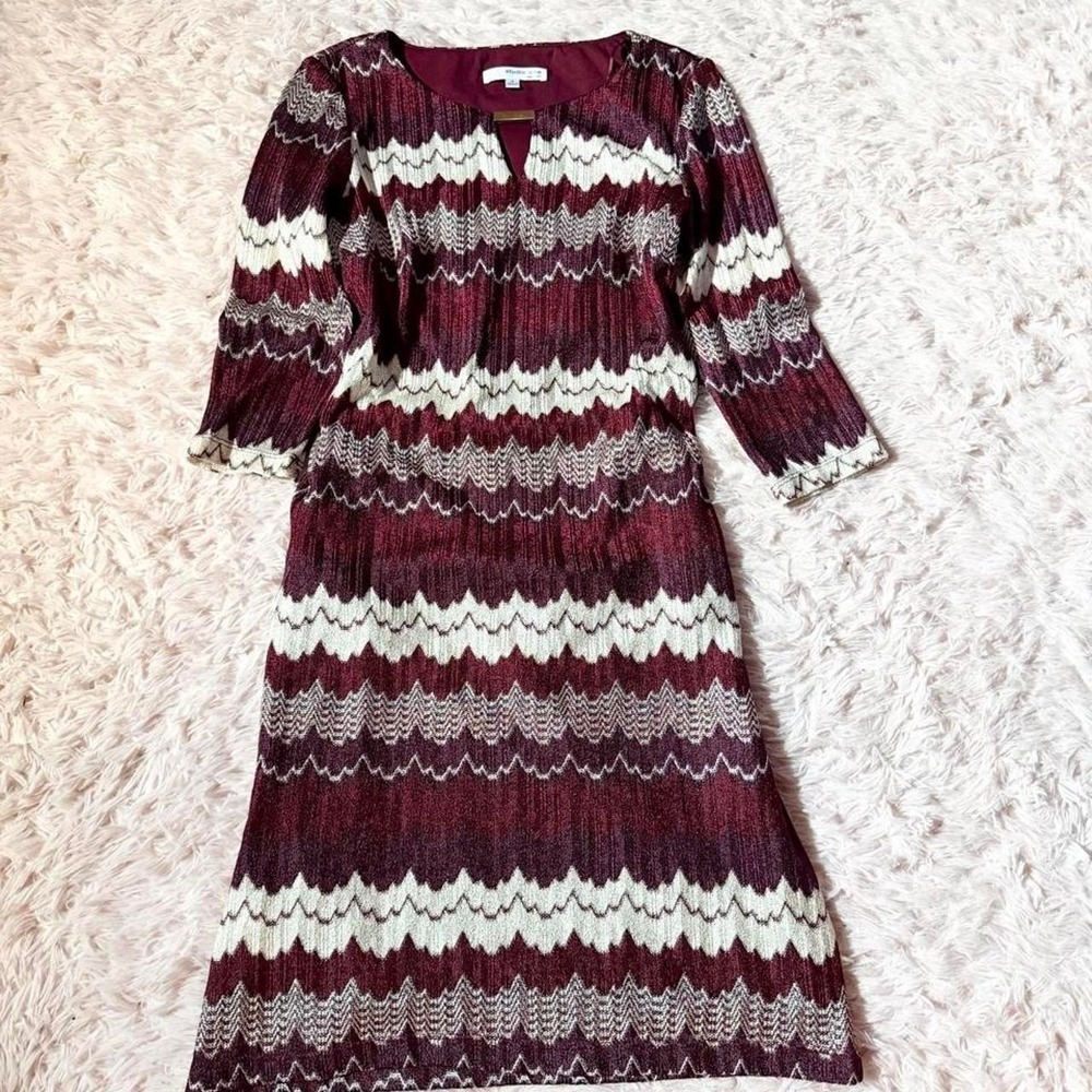 Boho Knit Chevron Indie Earthy Shift Dress Womens 4 Granola Artist Professional